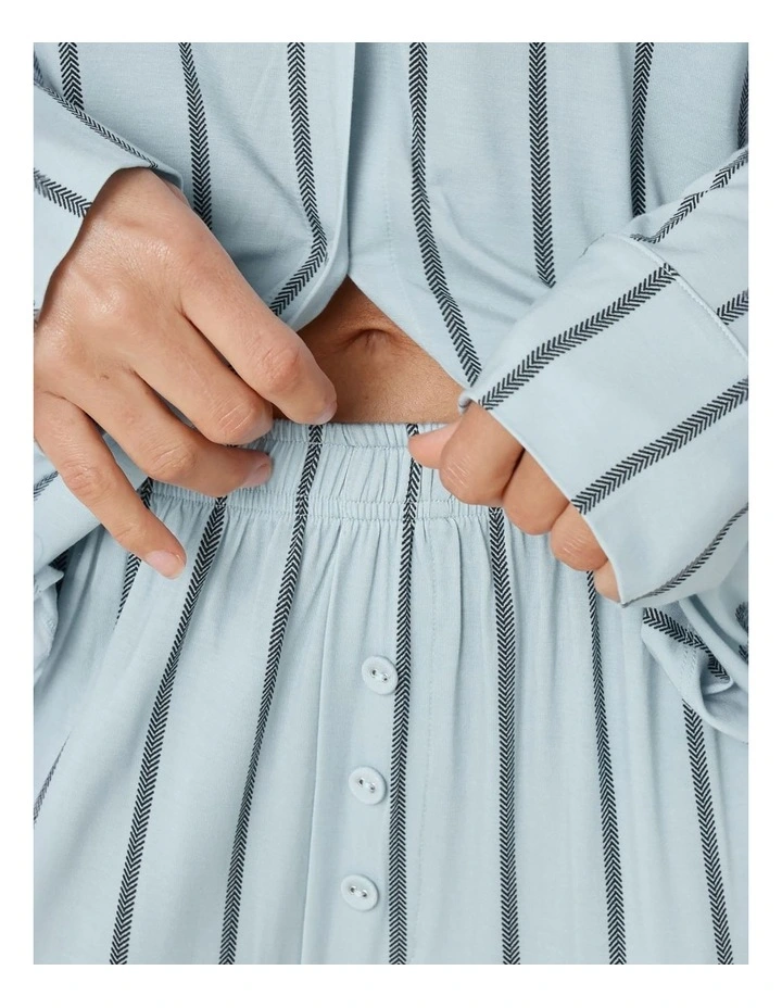 Harlow Bamboo Striped Pyjama Set in Blue image 6