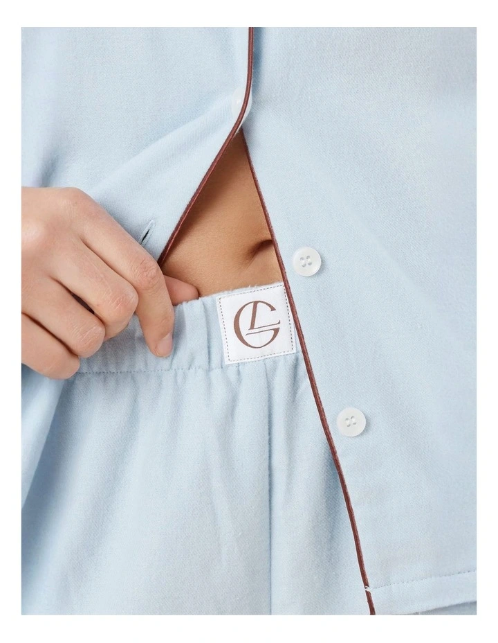 Isabella Brushed Cotton Pyjama Set in Blue image 7