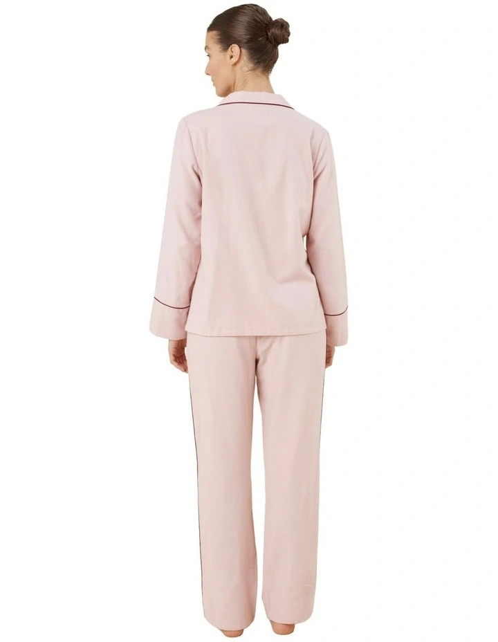 Isabella Brushed Cotton Pyjama Set in Pink image 2