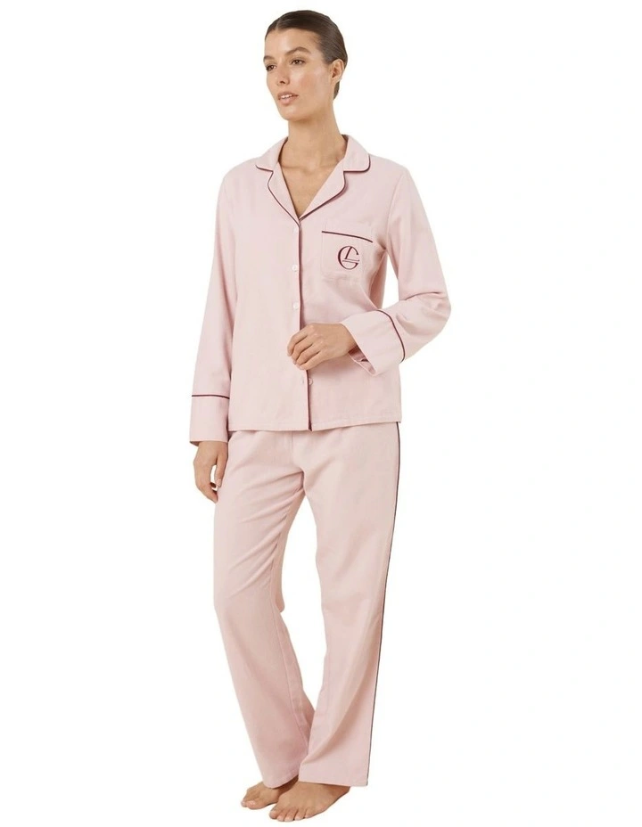 Isabella Brushed Cotton Pyjama Set in Pink image 3