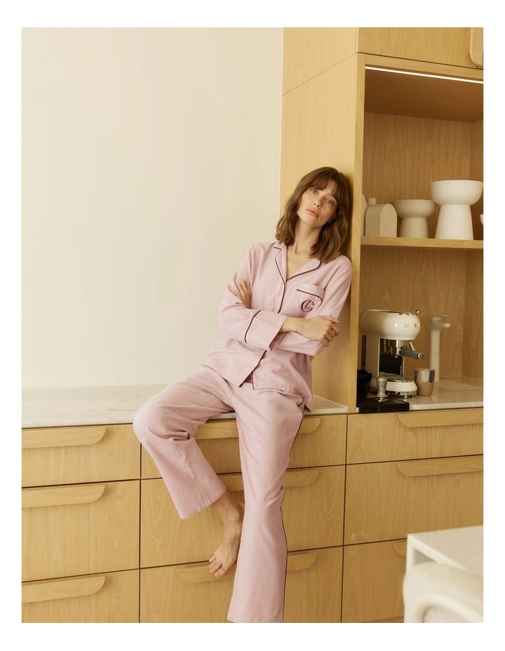Isabella Brushed Cotton Pyjama Set in Pink image 5