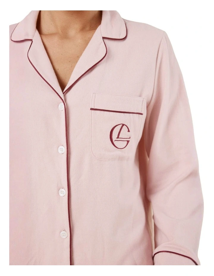 Isabella Brushed Cotton Pyjama Set in Pink image 6