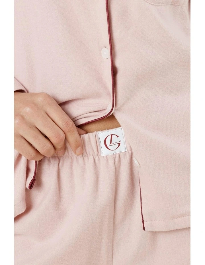 Isabella Brushed Cotton Pyjama Set in Pink image 7