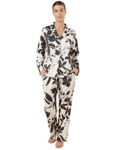 Ivy Silky Satin Pyjama Set in Black