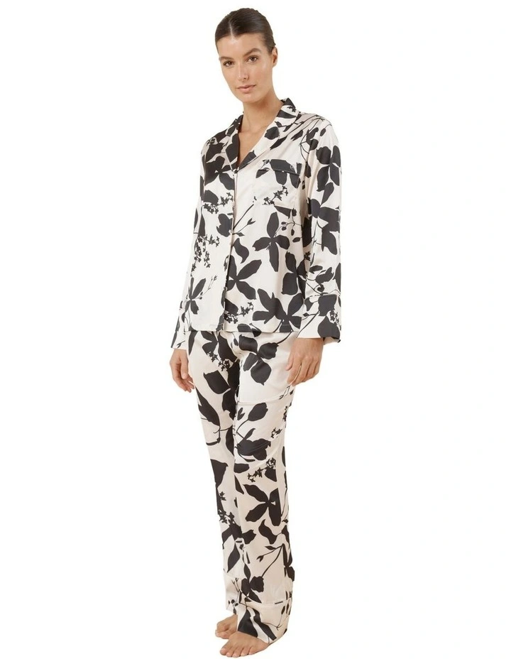 Ivy Silky Satin Pyjama Set in Black image 3