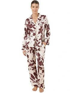 Ivy Silky Satin Pyjama Set in Burgundy