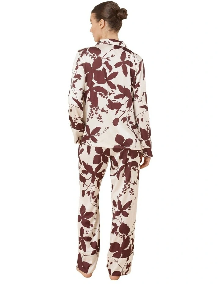 Ivy Silky Satin Pyjama Set in Burgundy image 2