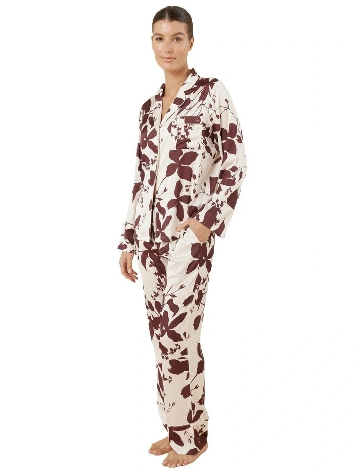 Ivy Silky Satin Pyjama Set in Burgundy image 3