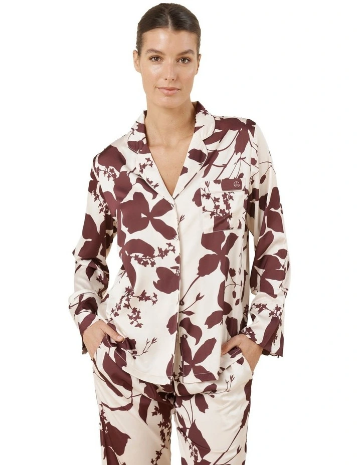 Ivy Silky Satin Pyjama Set in Burgundy image 4