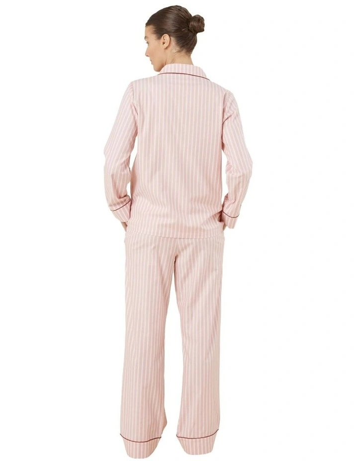 Octavia Cotton Stripe Pyjama Set in Pink image 2