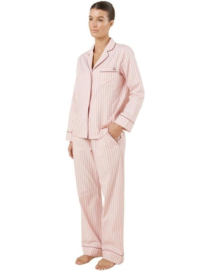 Octavia Cotton Stripe Pyjama Set in Pink image 3