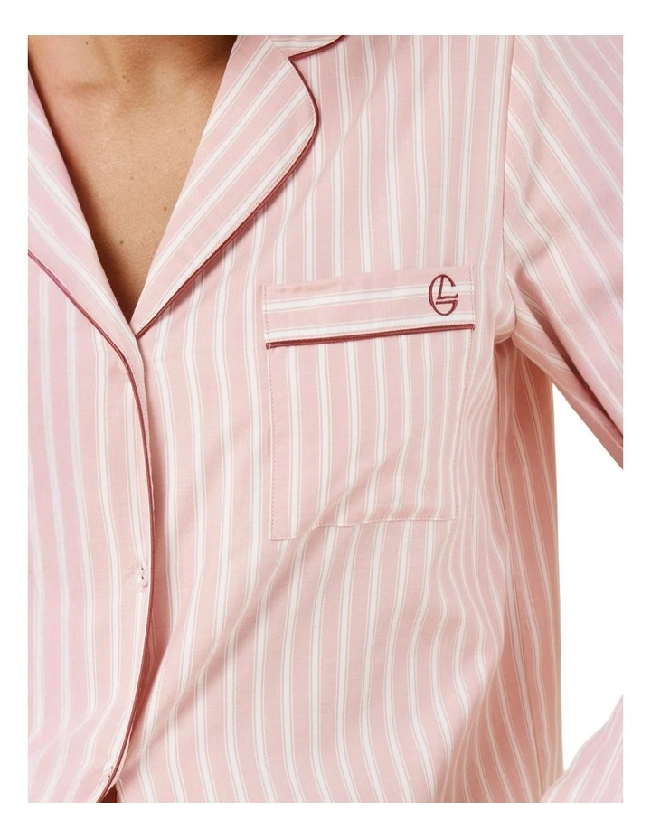 Octavia Cotton Stripe Pyjama Set in Pink image 4