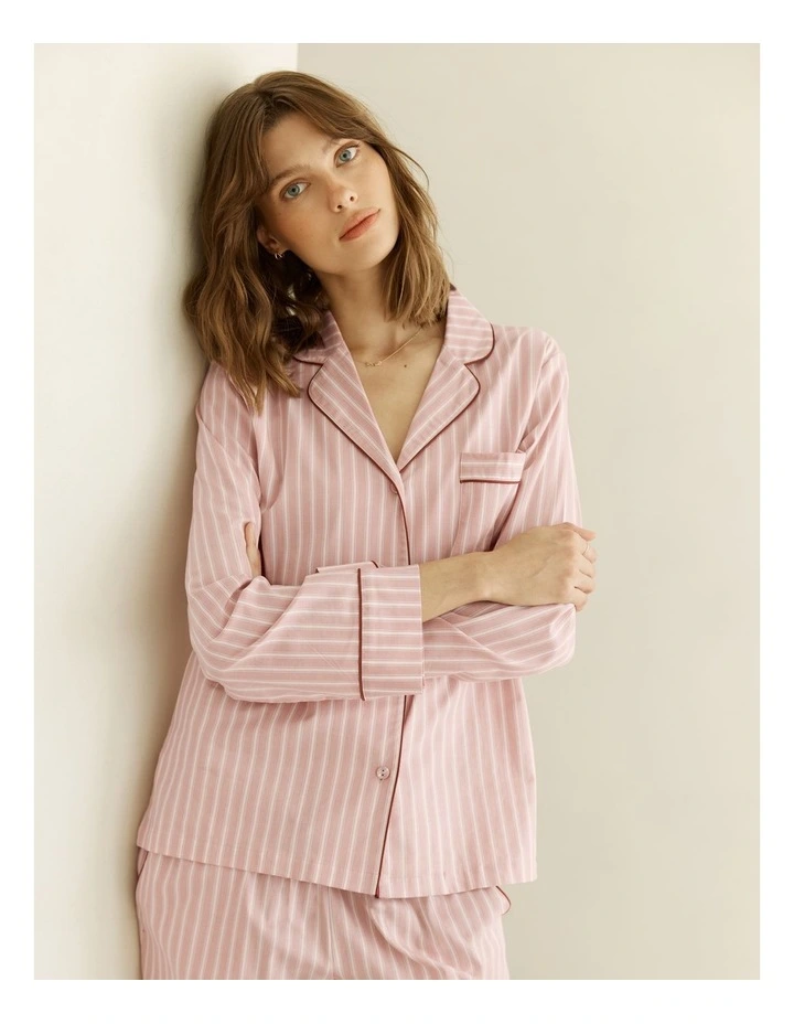 Octavia Cotton Stripe Pyjama Set in Pink image 6