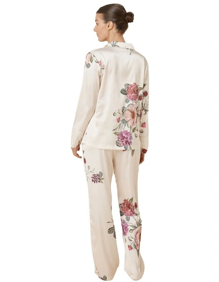Ruby Floral Satin Pyjama Set in Ivory image 2