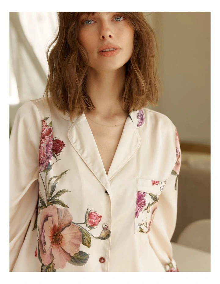 Ruby Floral Satin Pyjama Set in Ivory image 6