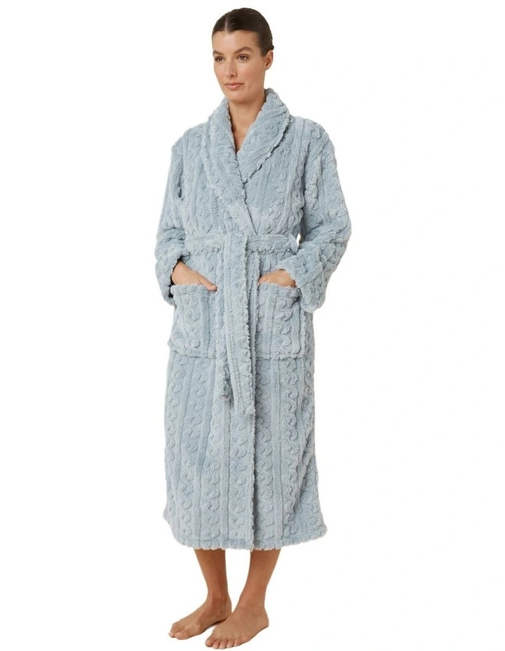 Gabriella Plush Long Robe in Blue image 1