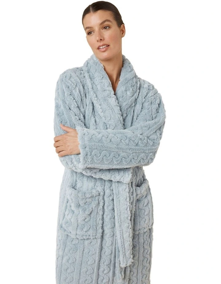 Gabriella Plush Long Robe in Blue image 3