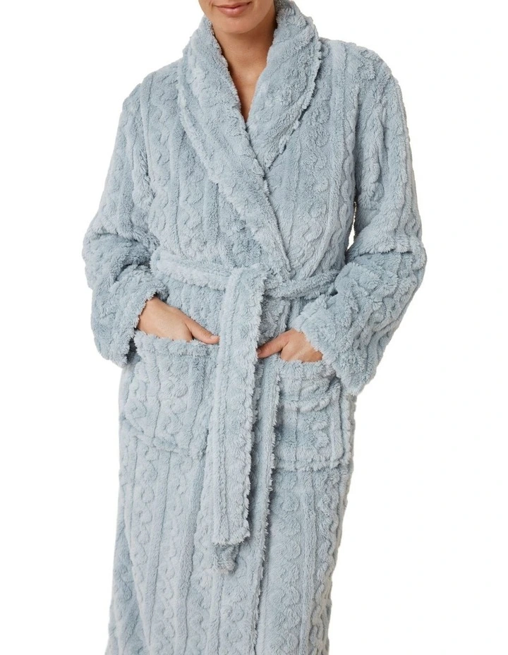 Gabriella Plush Long Robe in Blue image 4
