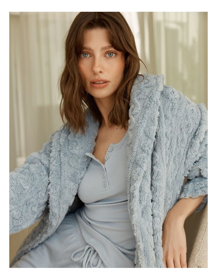 Gabriella Plush Long Robe in Blue image 5