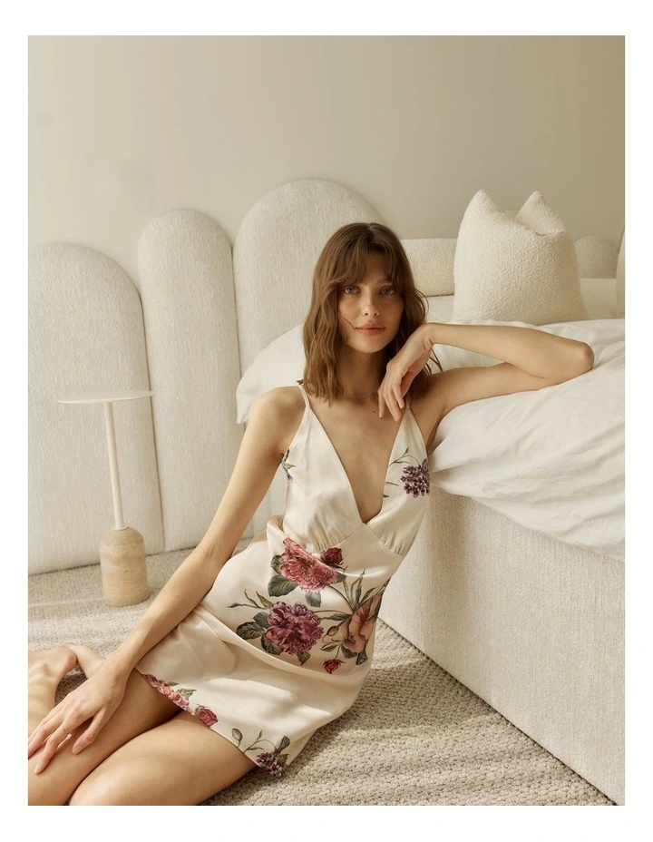 Piper Floral Silky Satin Nightie in Ivory image 7