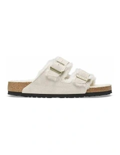 Arizona Shearling Suede Sandals Regular in Antique White