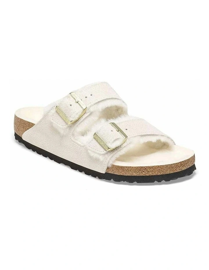 Arizona Shearling Suede Sandals Regular in Antique White image 2