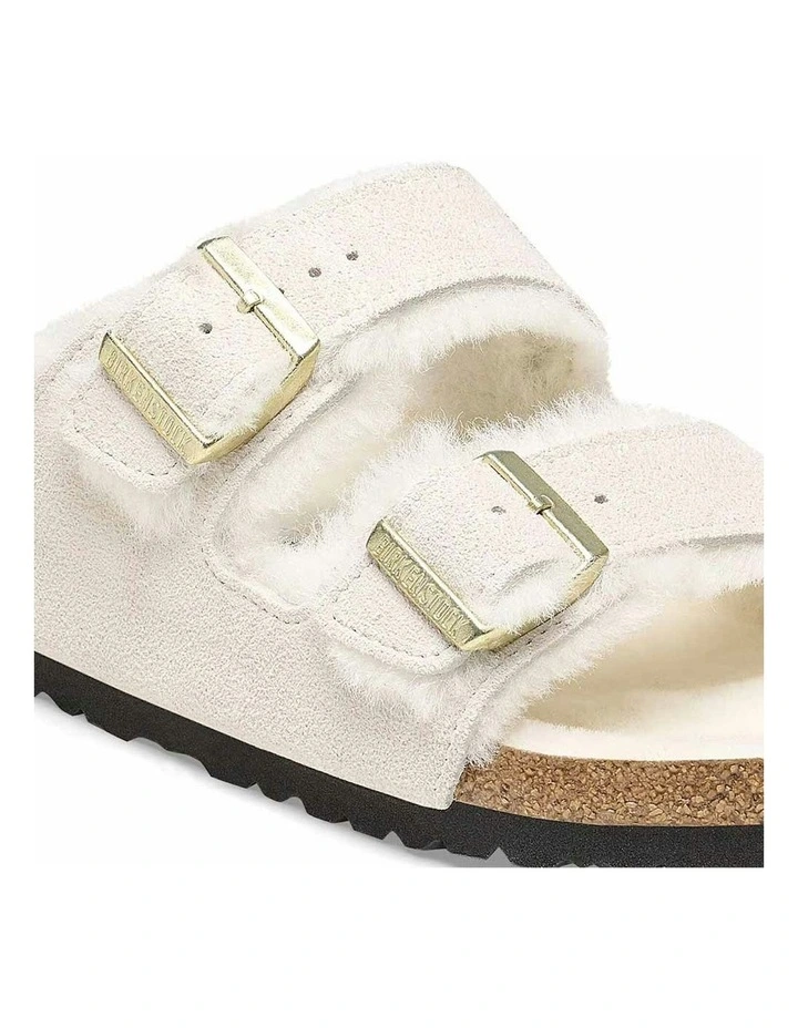 Arizona Shearling Suede Sandals Regular in Antique White image 5