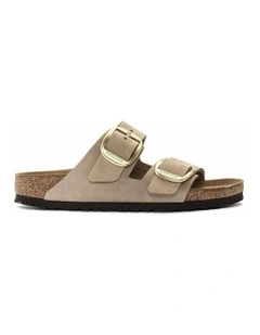 Regular Arizona Big Buckle Nubuck Leather Sandals in Sandcastle