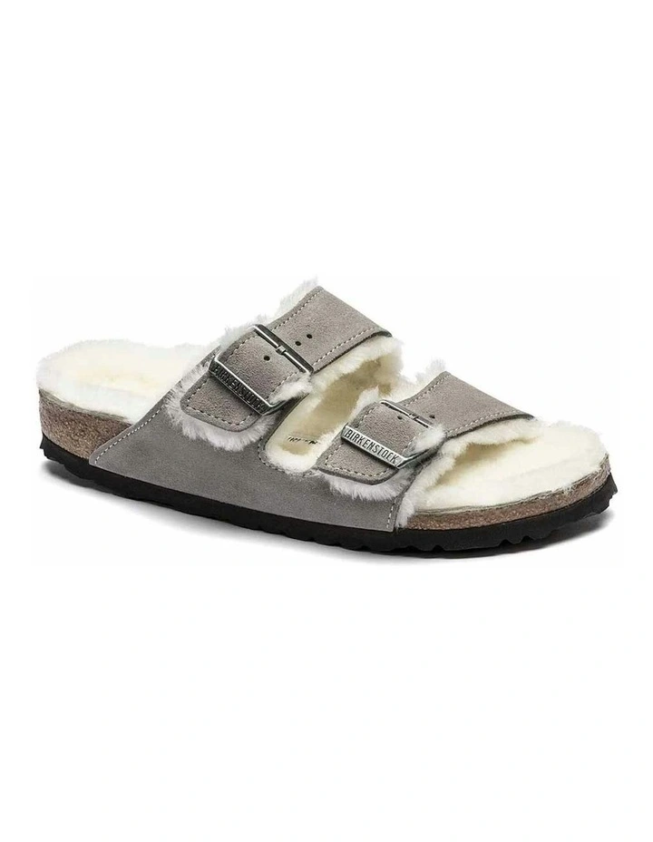 Arizona Shearling Suede Sandals Regular in Stone Coin image 2