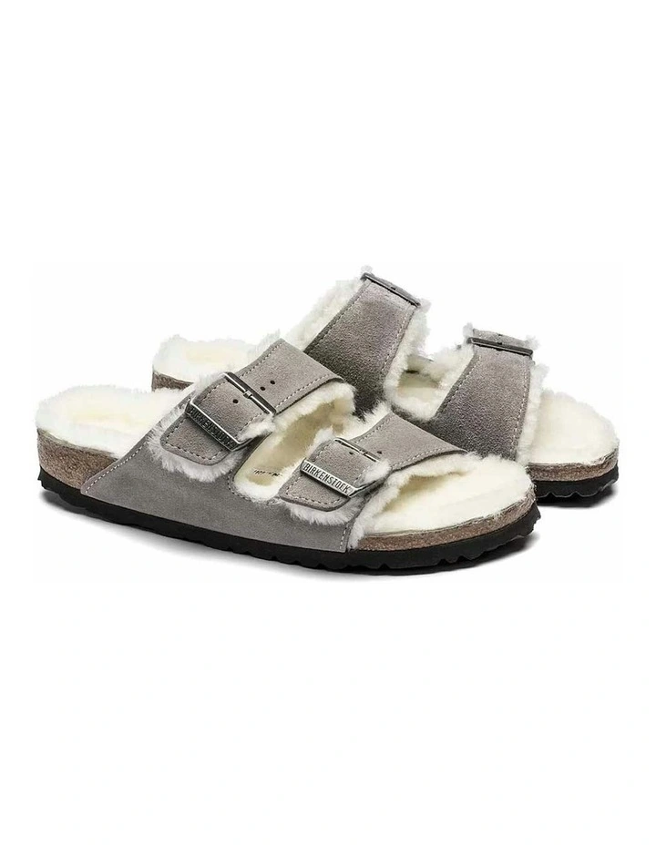 Arizona Shearling Suede Sandals Regular in Stone Coin image 3