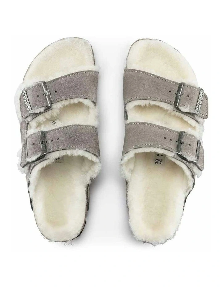 Arizona Shearling Suede Sandals Regular in Stone Coin image 4