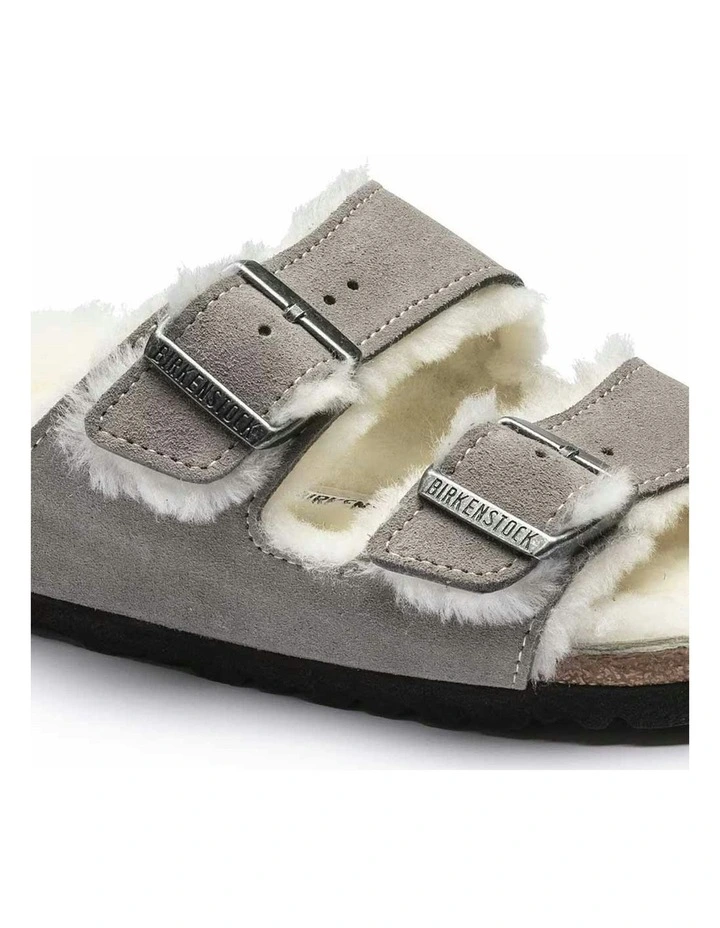 Arizona Shearling Suede Sandals Regular in Stone Coin image 6