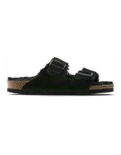 Arizona Shearling Suede Sandals  Regular in Black