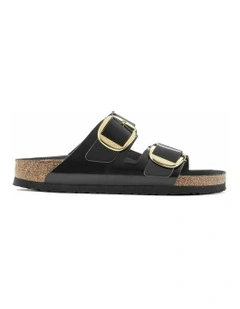 Arizona Big Buckle High Shine Leather Sandals Regular in Black
