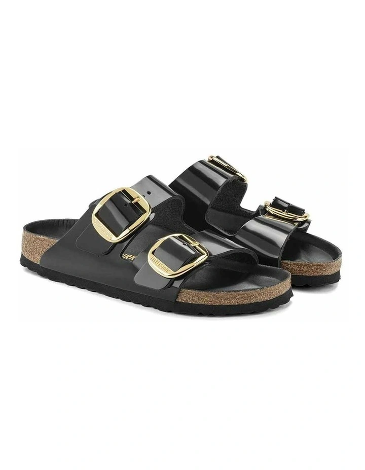 Arizona Big Buckle High Shine Leather Sandals Regular in Black image 2
