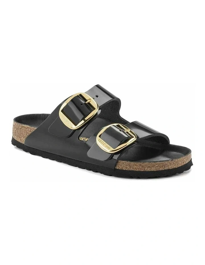 Arizona Big Buckle High Shine Leather Sandals Regular in Black image 7