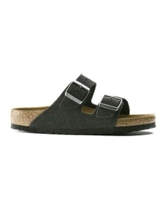 Arizona Soft Footbed Leather Sandals in Velvet Gray