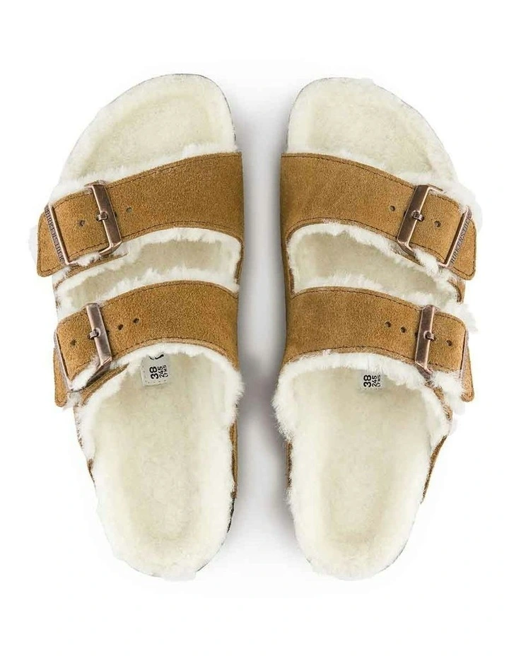 Arizona Shearling Suede Sandals in Mink image 3