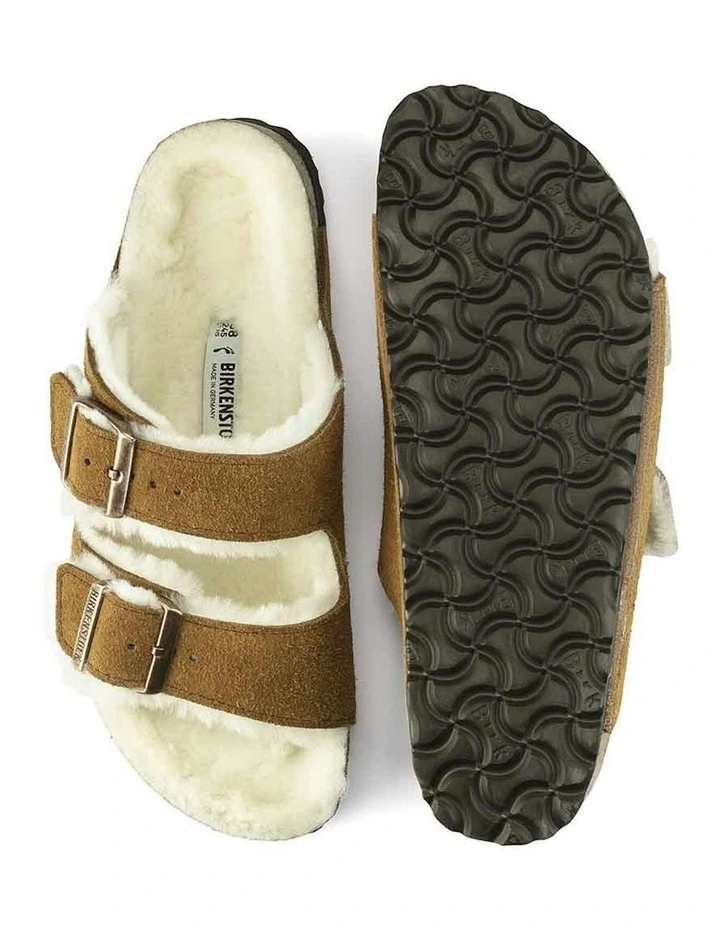 Arizona Shearling Suede Sandals in Mink image 4