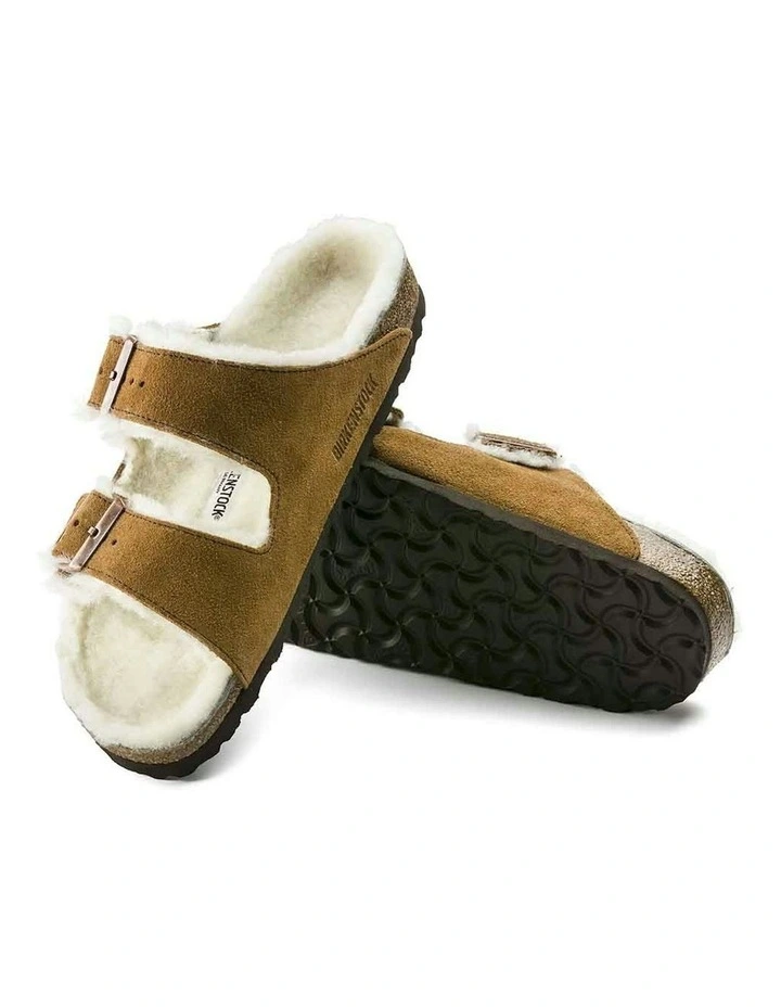 Arizona Shearling Suede Sandals in Mink image 5