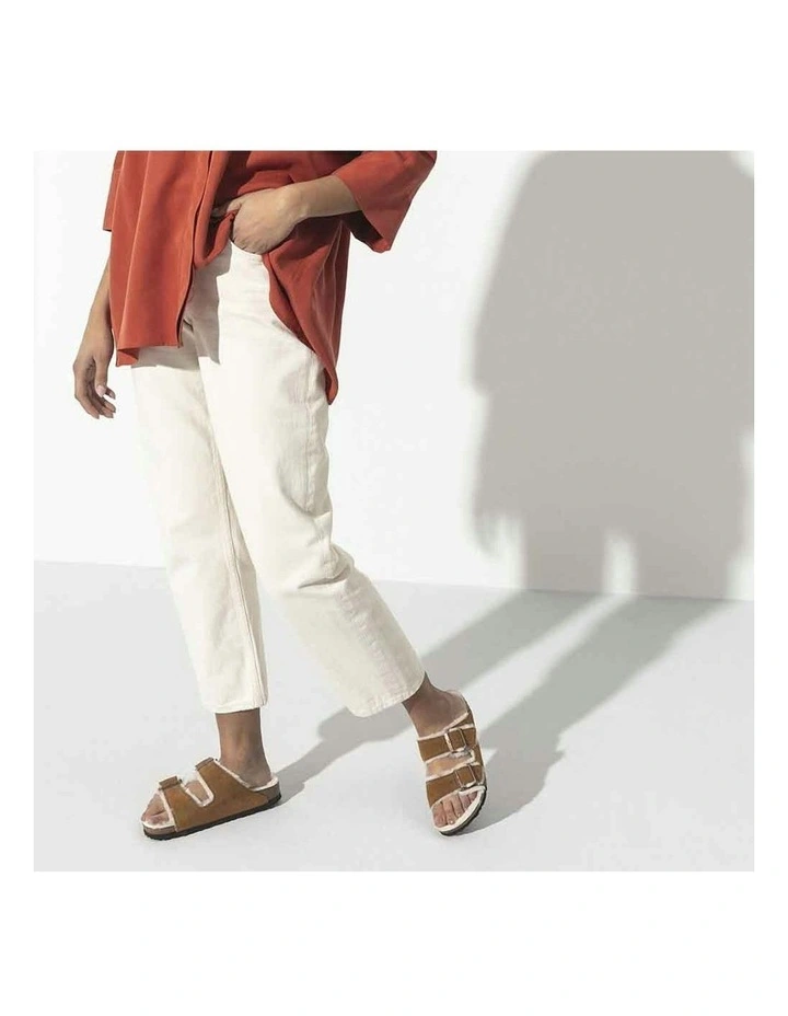 Arizona Shearling Suede Sandals in Mink image 7