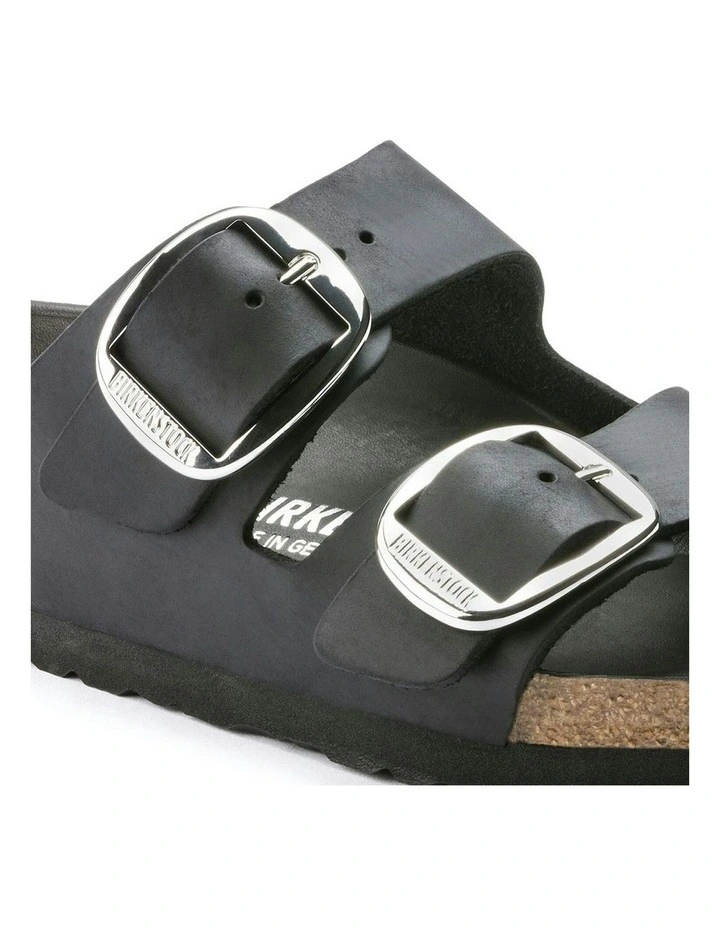Arizona Big Buckle Oiled Leather Sandals in Black image 5