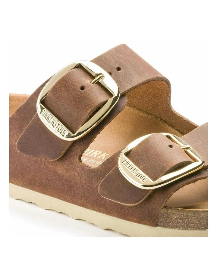 Arizona Big Buckle Oiled Leather Narrow Sandals in Cognac image 6