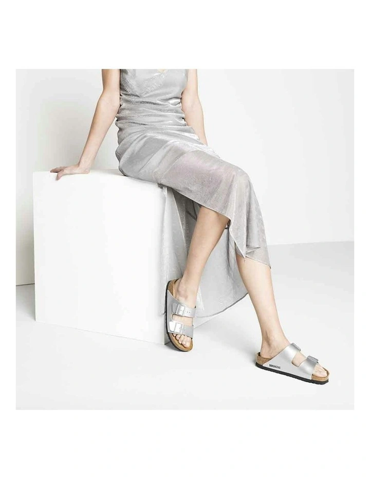 Arizona Birko-Flor Narrow Sandals in Silver image 7