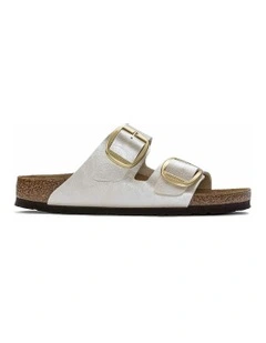 Arizona Big Buckle Birko-Flor Sandals in Graceful Pearl White