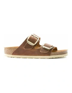 Arizona Big Buckle Oiled Leather Regular Sandals in Cognac