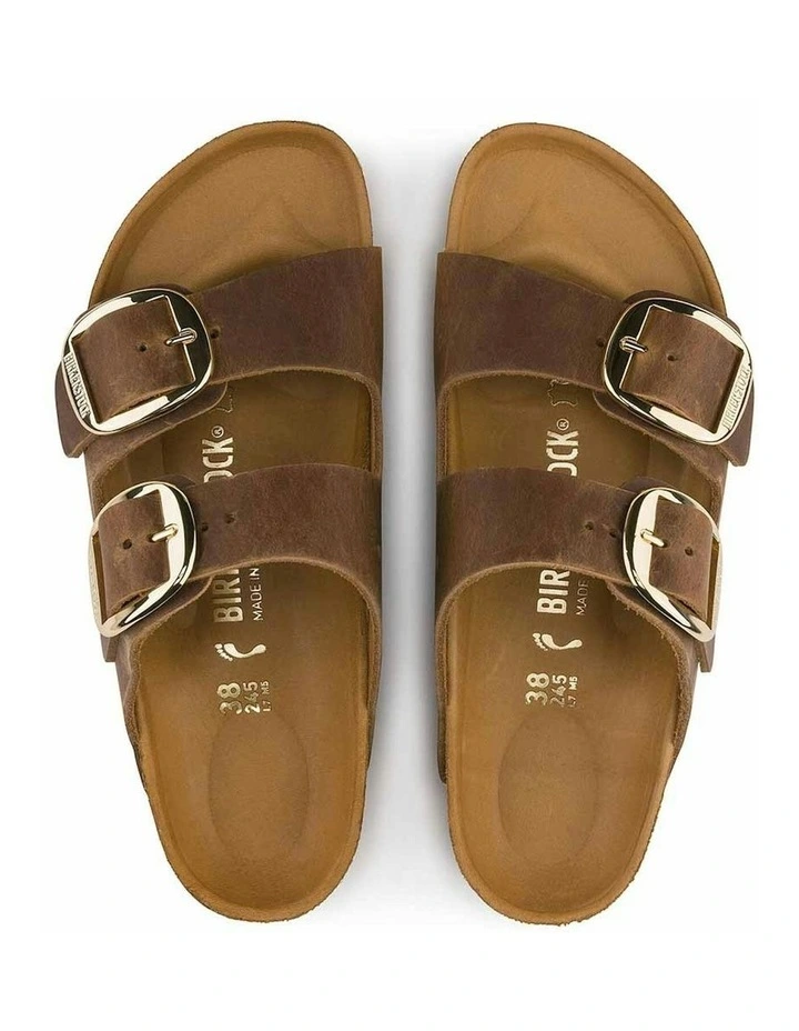 Arizona Big Buckle Oiled Leather Regular Sandals in Cognac image 4