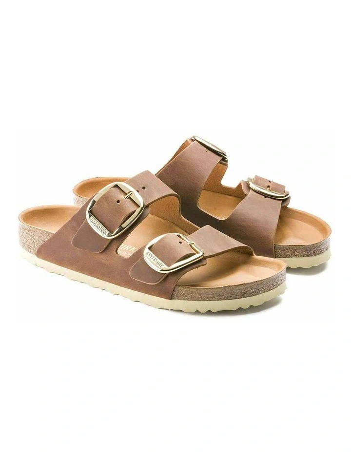 Arizona Big Buckle Oiled Leather Regular Sandals in Cognac image 5