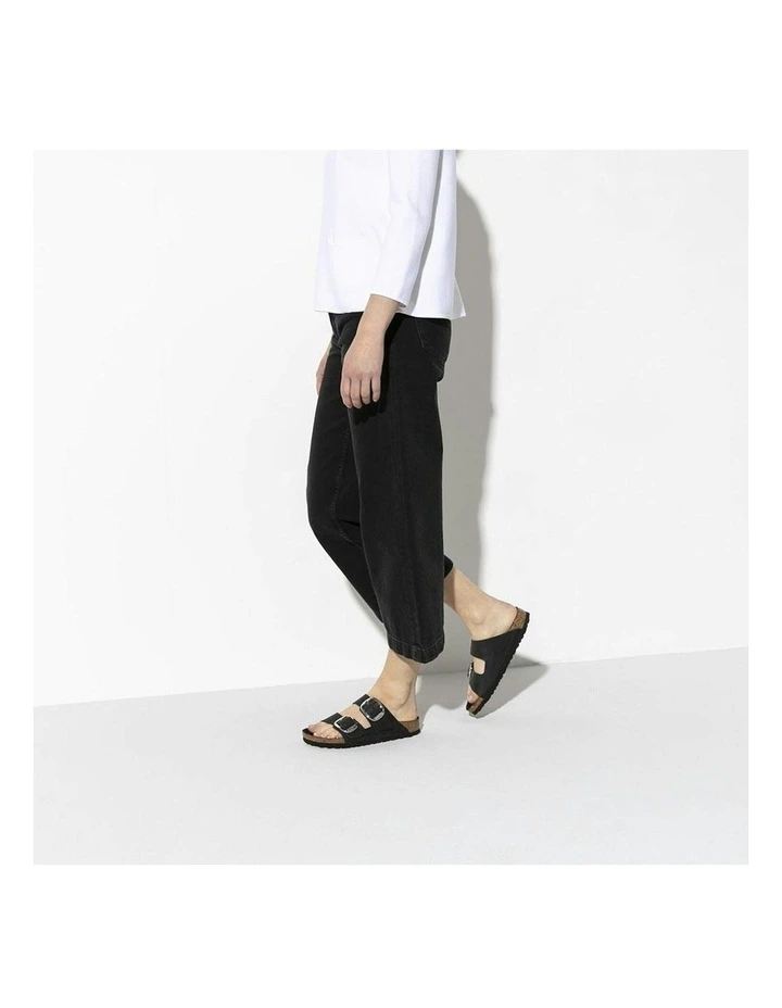 Arizona Big Buckle Oiled Leather Sandals in Black image 6