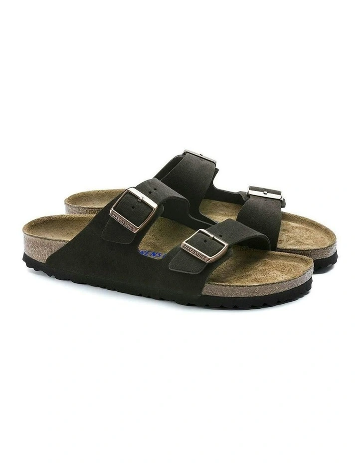 Arizona Suede Leather Soft Footbed Sandals in Mocha image 2